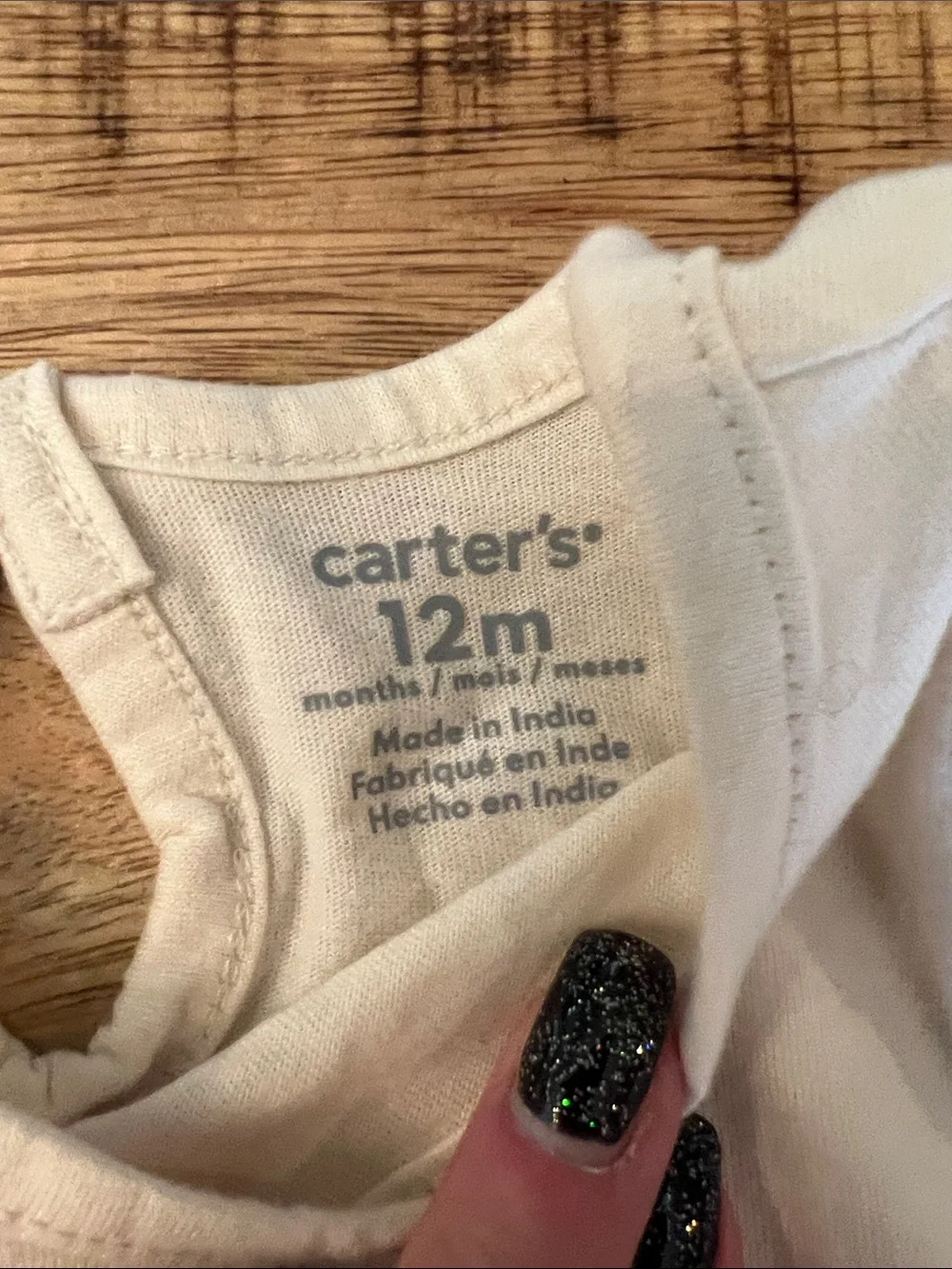 Carter's Cream Long-Sleeve Bodysuit with Red-Trim Holiday Bib